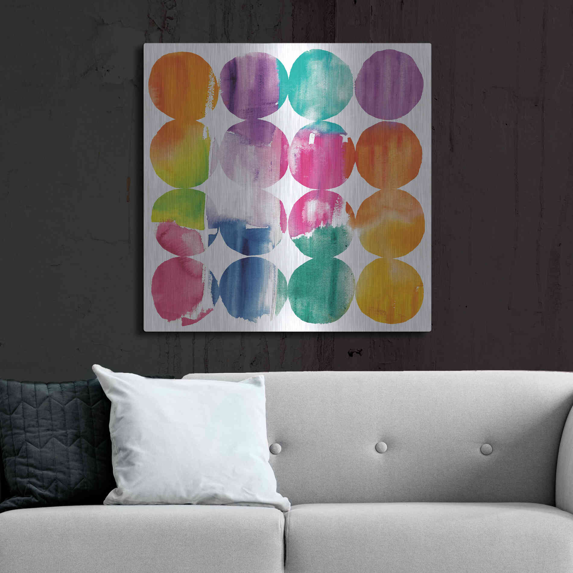 Luxe Metal Art 'Spring Dots Crop with White Border' by Elyse DeNeige, Metal Wall Art,36x36