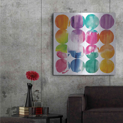 Luxe Metal Art 'Spring Dots Crop with White Border' by Elyse DeNeige, Metal Wall Art,36x36