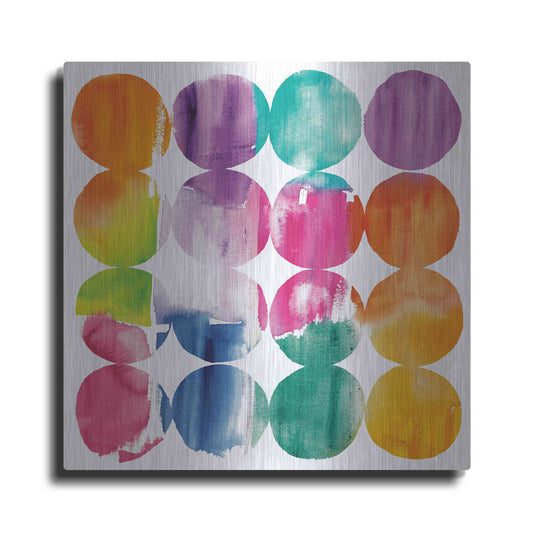 Luxe Metal Art 'Spring Dots Crop with White Border' by Elyse DeNeige, Metal Wall Art