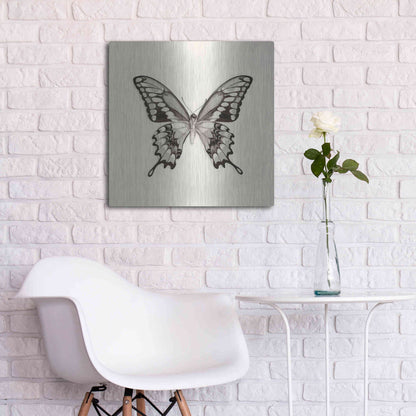 Luxe Metal Art 'Butterfly VI B&W' by Debra Van Swearingen, Metal Wall Art,24x24