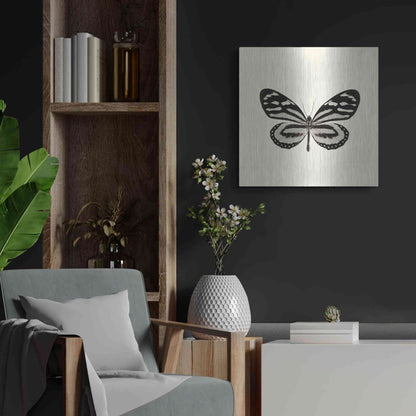 Luxe Metal Art 'Butterfly VIII B&W' by Debra Van Swearingen, Metal Wall Art,24x24