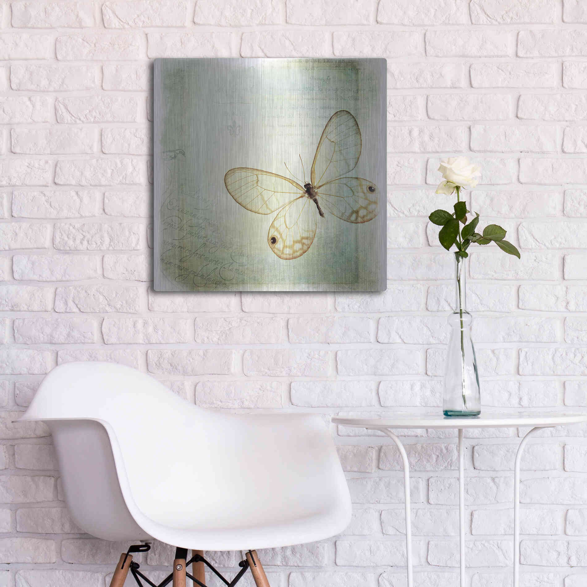 Luxe Metal Art 'Floating Butterfly I' by Debra Van Swearingen, Metal Wall Art,24x24