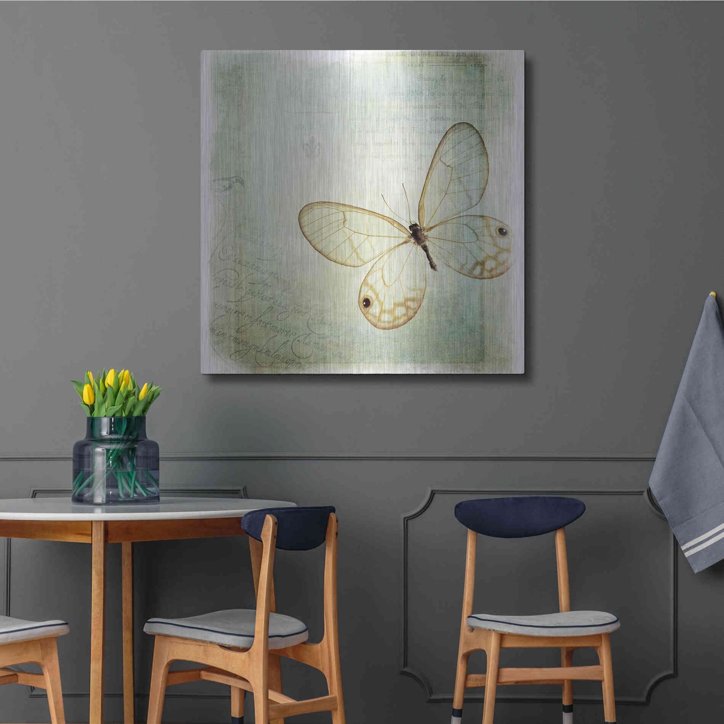 Luxe Metal Art 'Floating Butterfly I' by Debra Van Swearingen, Metal Wall Art,36x36