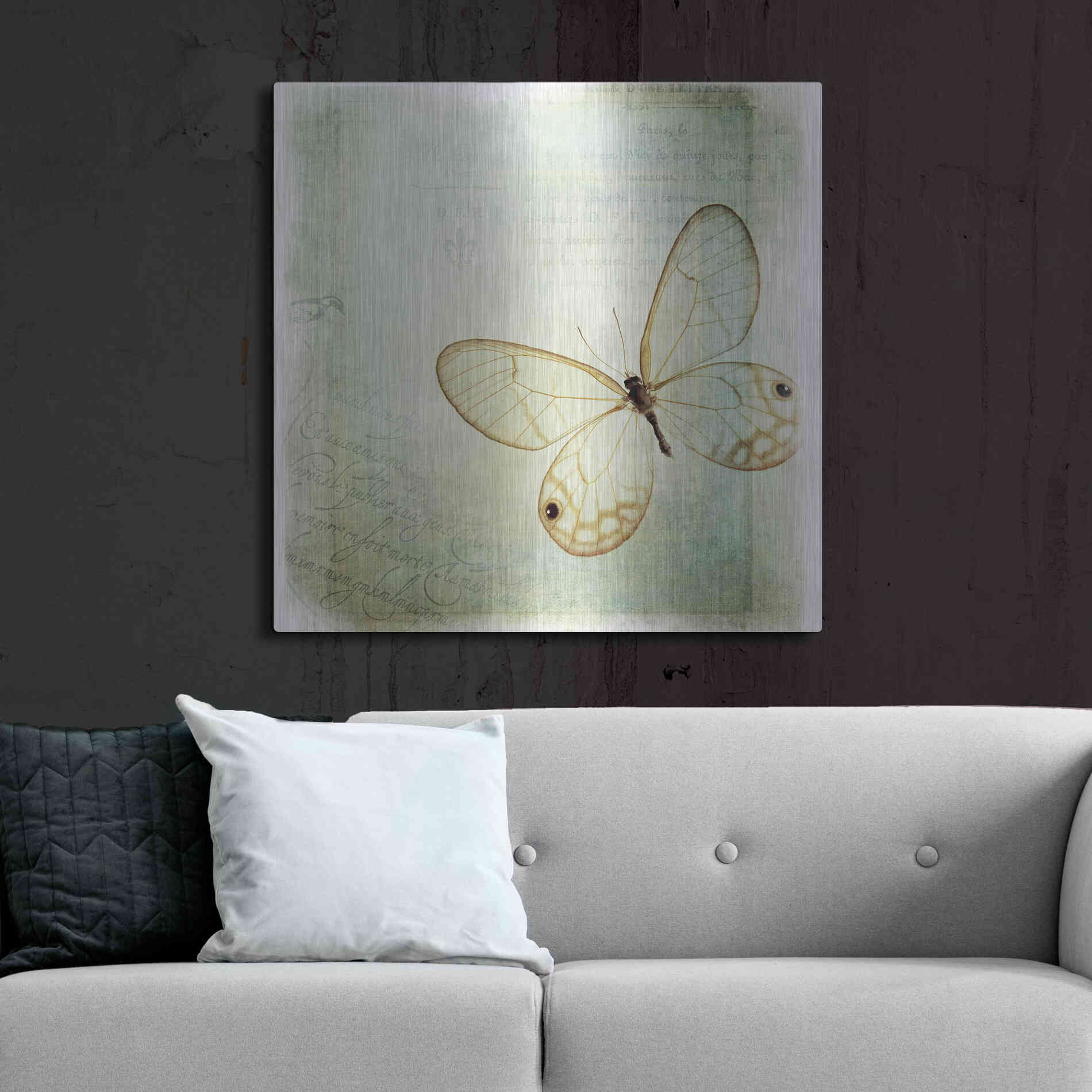 Luxe Metal Art 'Floating Butterfly I' by Debra Van Swearingen, Metal Wall Art,36x36