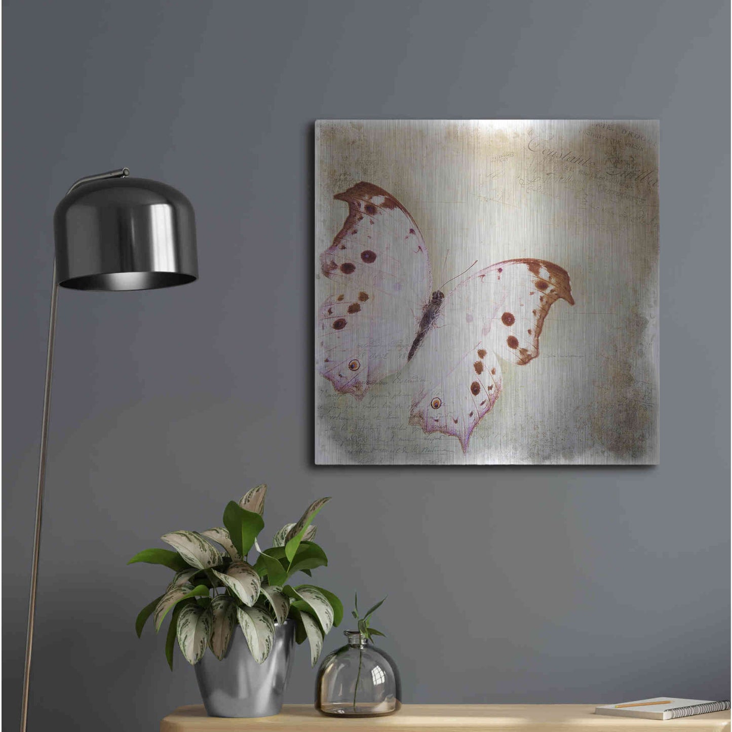 Luxe Metal Art 'Floating Butterfly II' by Debra Van Swearingen, Metal Wall Art,24x24
