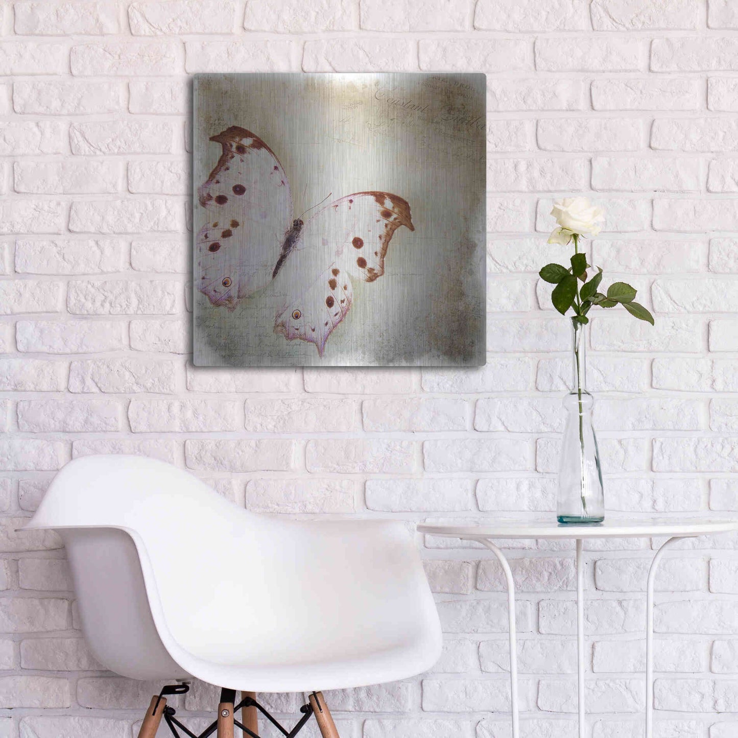 Luxe Metal Art 'Floating Butterfly II' by Debra Van Swearingen, Metal Wall Art,24x24