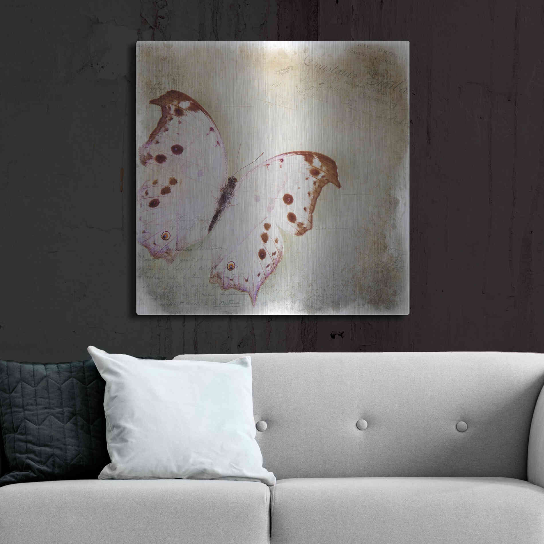 Luxe Metal Art 'Floating Butterfly II' by Debra Van Swearingen, Metal Wall Art,36x36