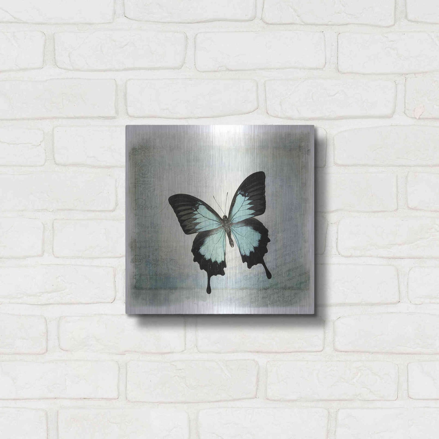 Luxe Metal Art 'Floating Butterfly III' by Debra Van Swearingen, Metal Wall Art,12x12