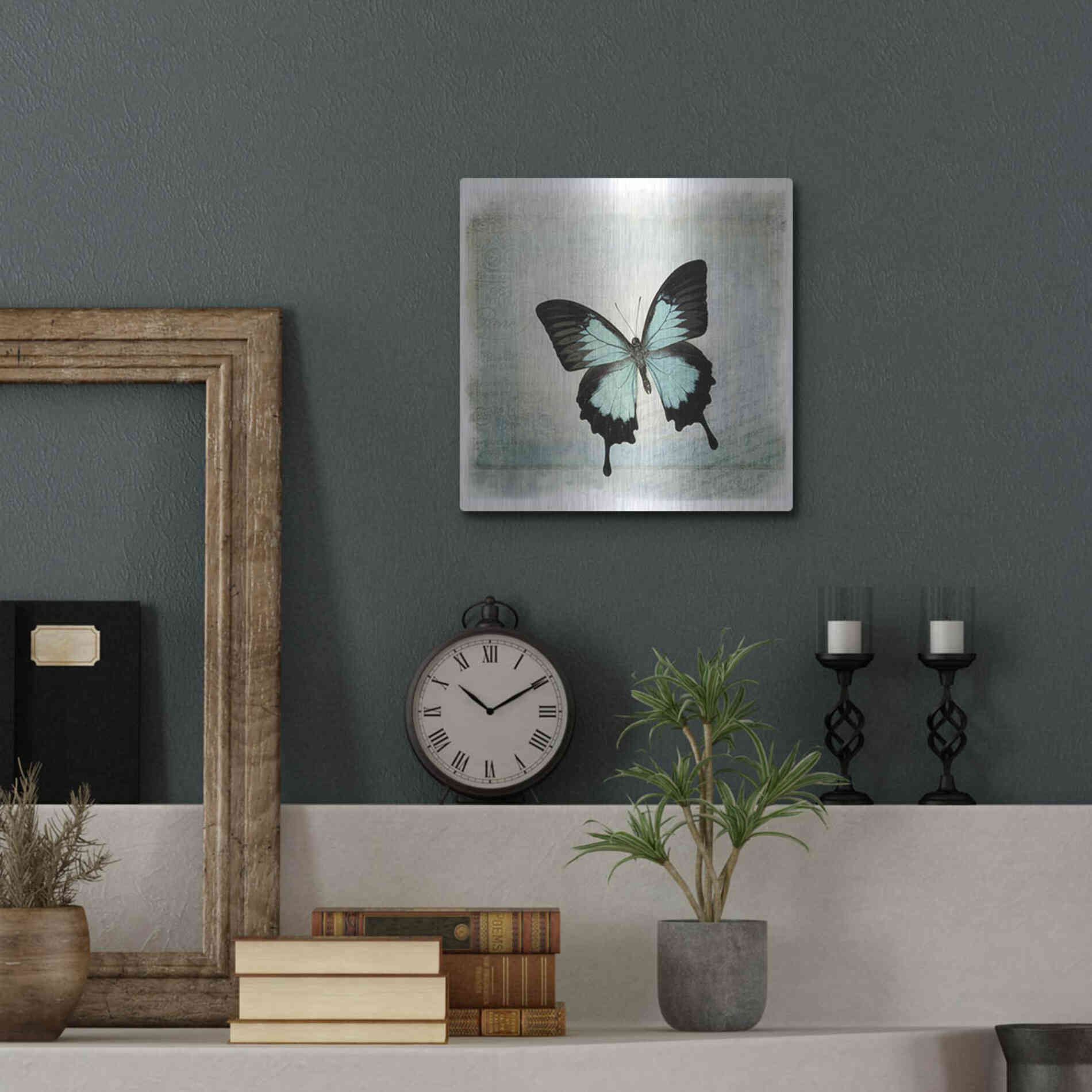 Luxe Metal Art 'Floating Butterfly III' by Debra Van Swearingen, Metal Wall Art,12x12