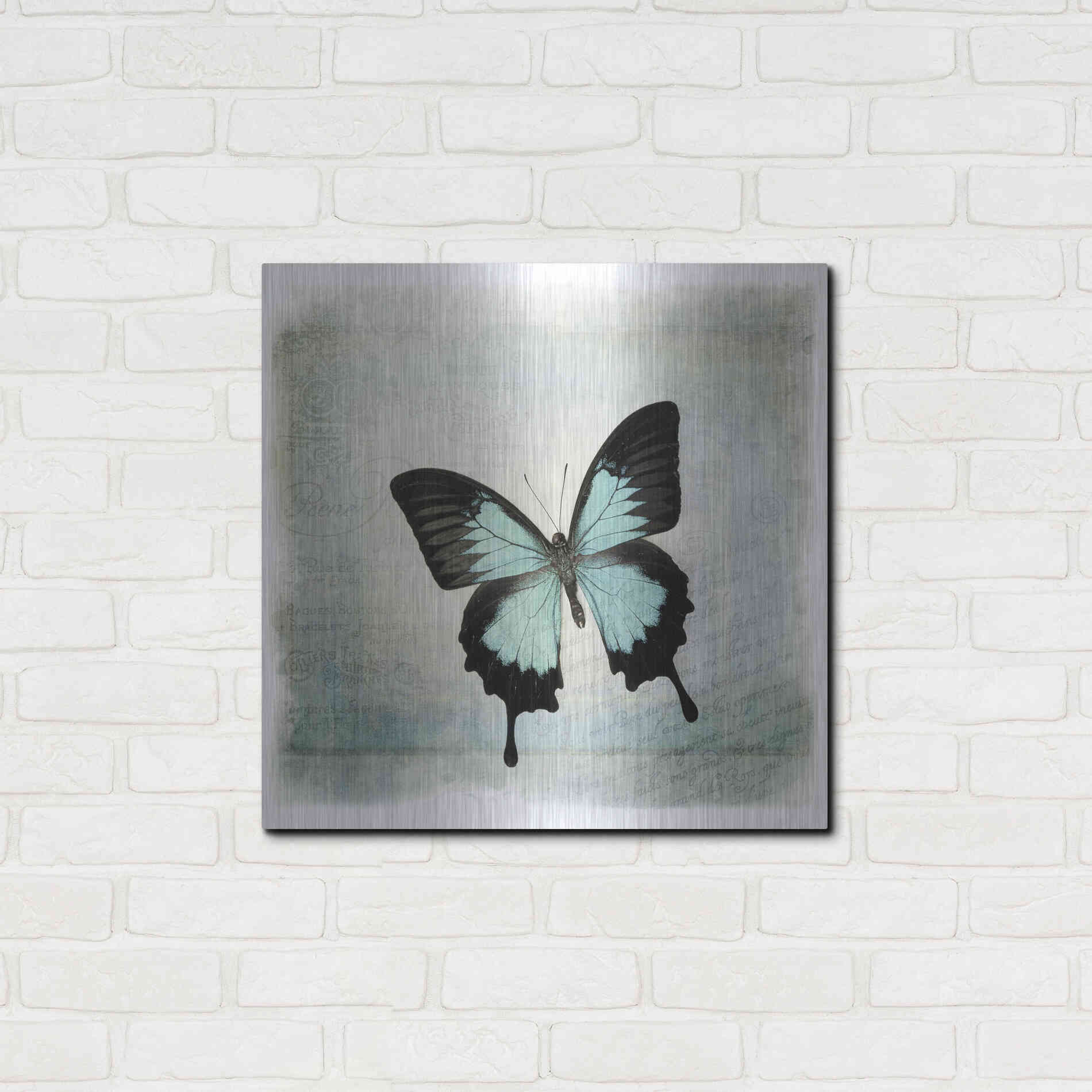 Luxe Metal Art 'Floating Butterfly III' by Debra Van Swearingen, Metal Wall Art,24x24