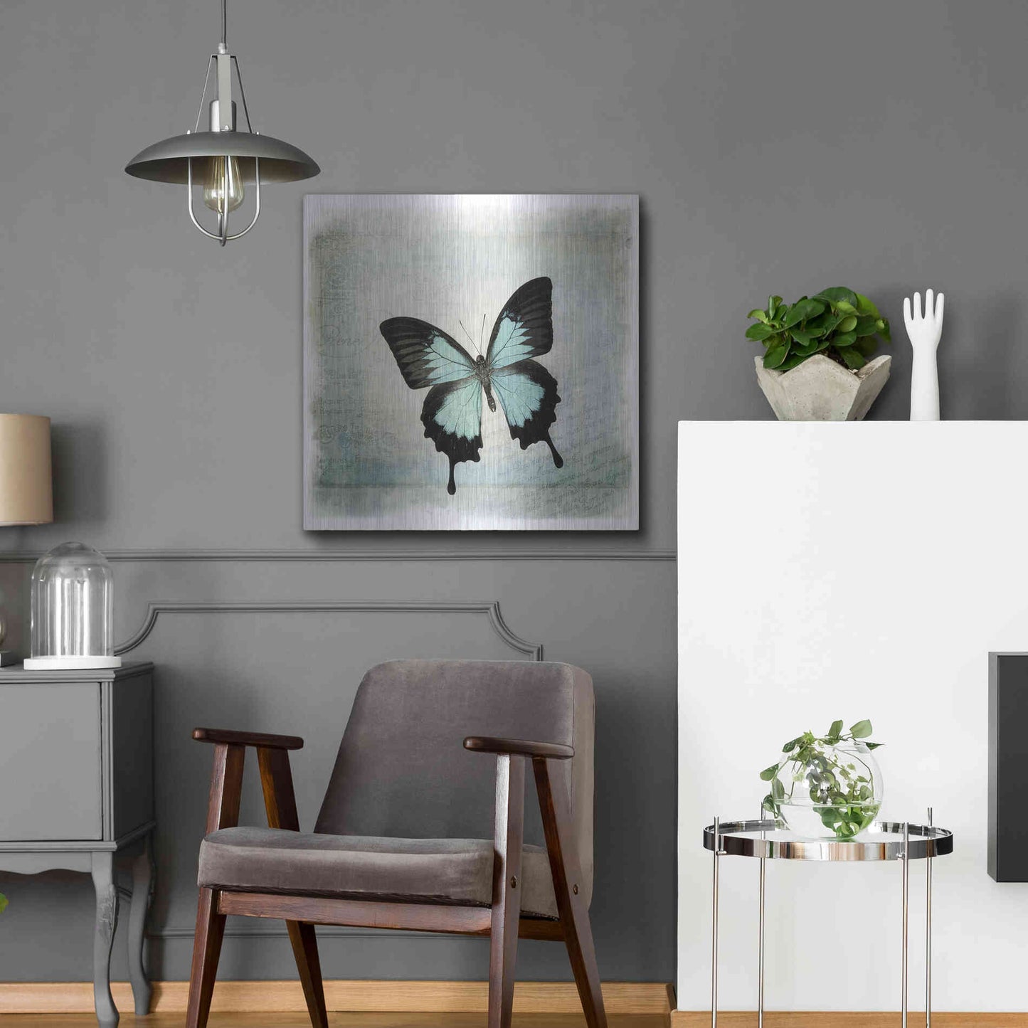 Luxe Metal Art 'Floating Butterfly III' by Debra Van Swearingen, Metal Wall Art,24x24