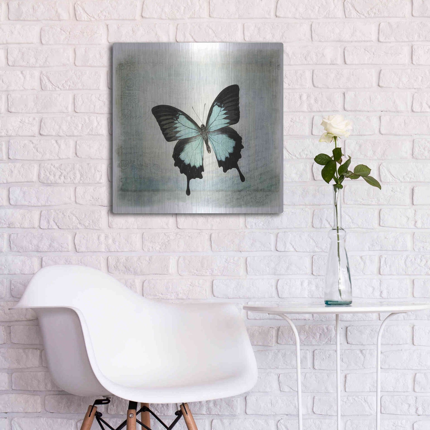 Luxe Metal Art 'Floating Butterfly III' by Debra Van Swearingen, Metal Wall Art,24x24