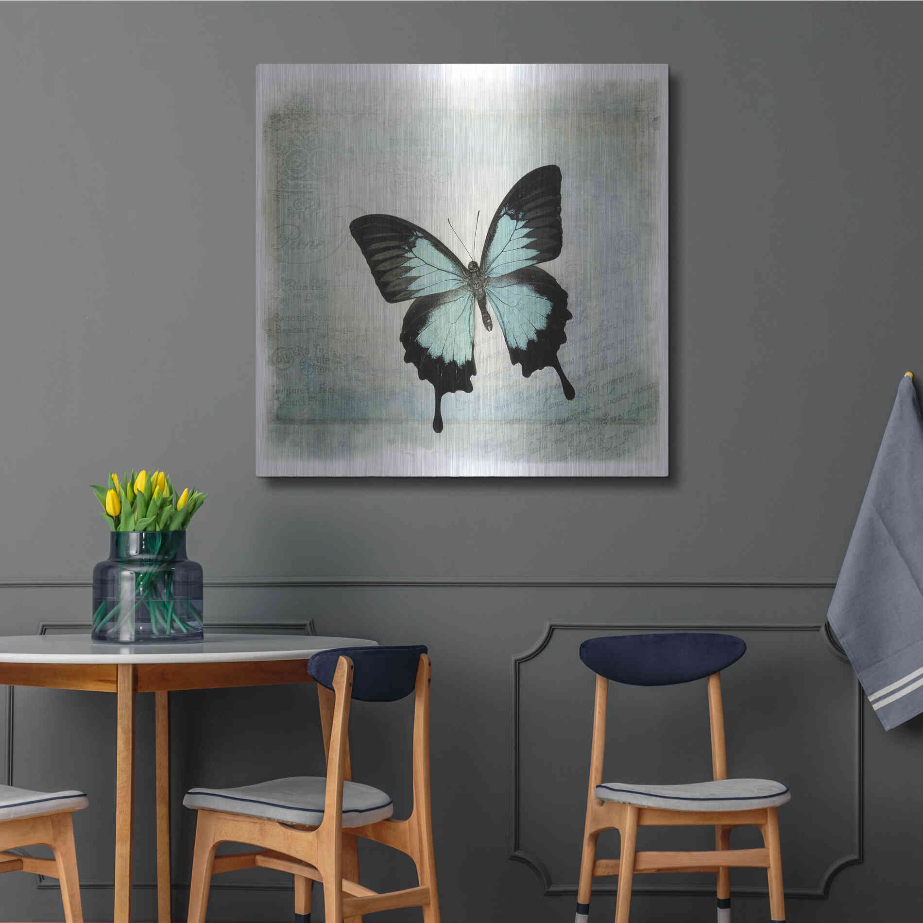 Luxe Metal Art 'Floating Butterfly III' by Debra Van Swearingen, Metal Wall Art,36x36