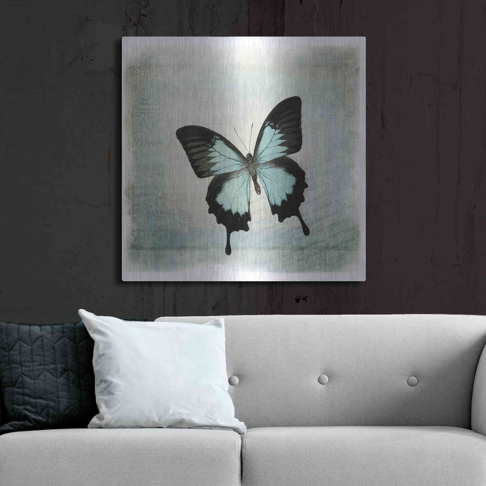 Luxe Metal Art 'Floating Butterfly III' by Debra Van Swearingen, Metal Wall Art,36x36