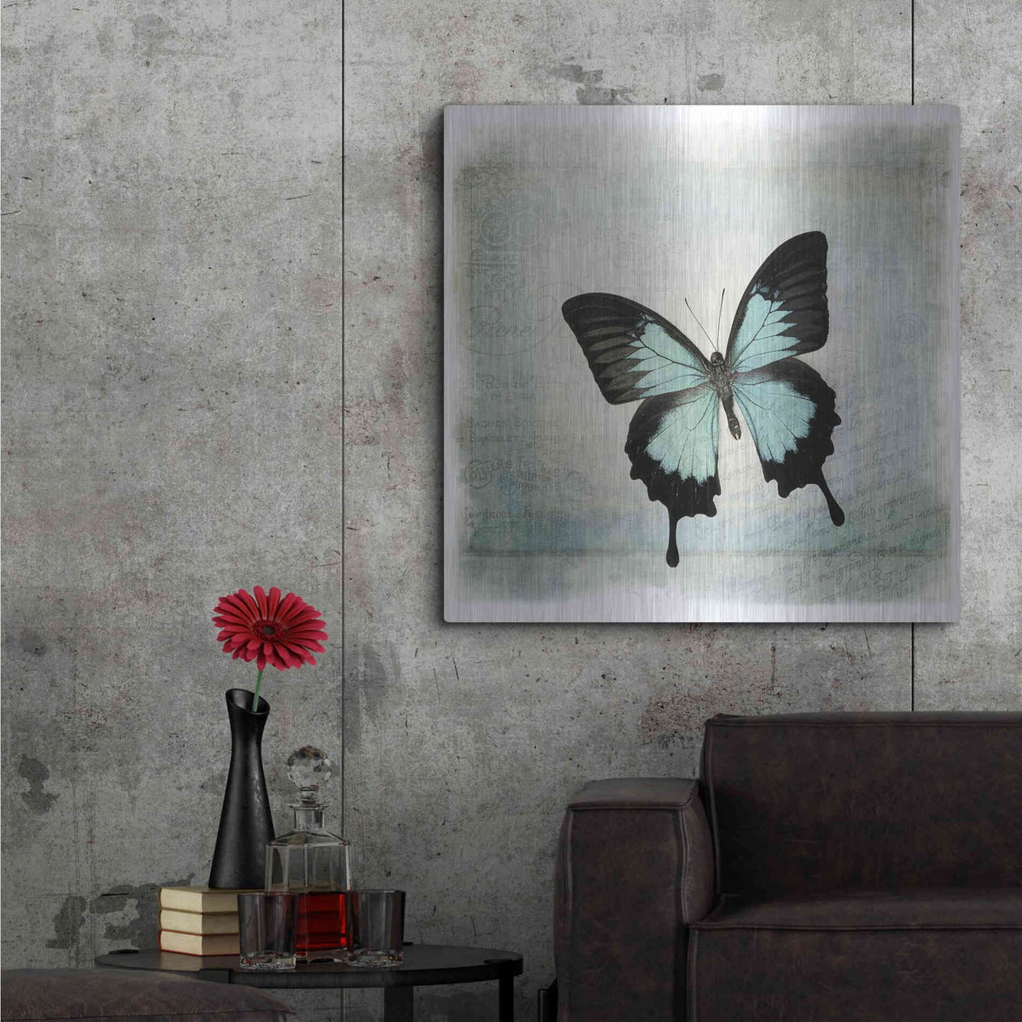 Luxe Metal Art 'Floating Butterfly III' by Debra Van Swearingen, Metal Wall Art,36x36
