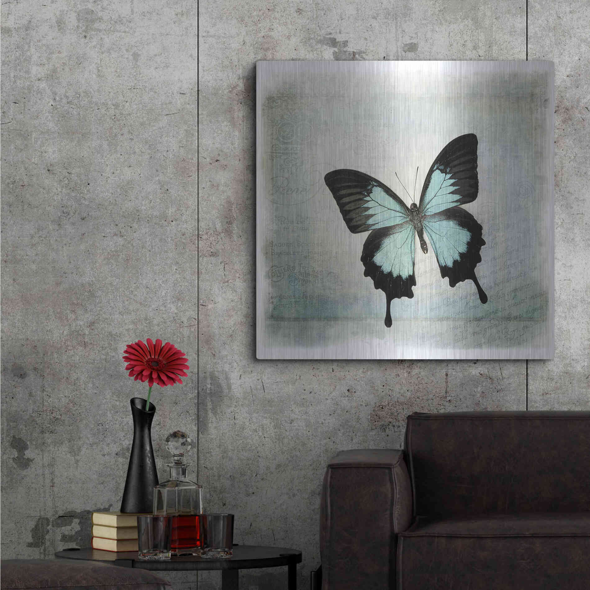 Luxe Metal Art 'Floating Butterfly III' by Debra Van Swearingen, Metal Wall Art,36x36