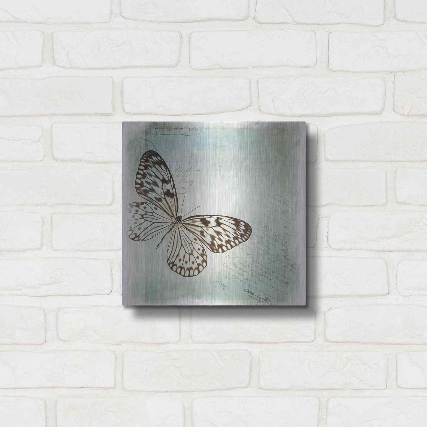 Luxe Metal Art 'Floating Butterfly IV' by Debra Van Swearingen, Metal Wall Art,12x12