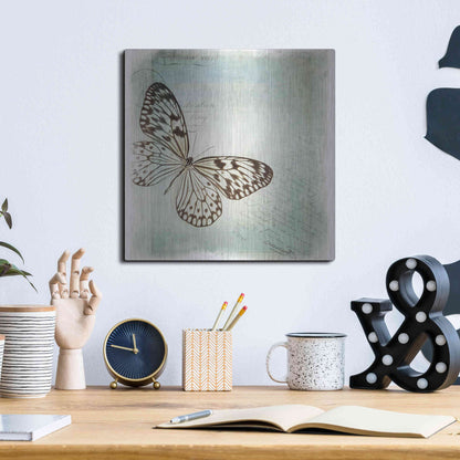 Luxe Metal Art 'Floating Butterfly IV' by Debra Van Swearingen, Metal Wall Art,12x12