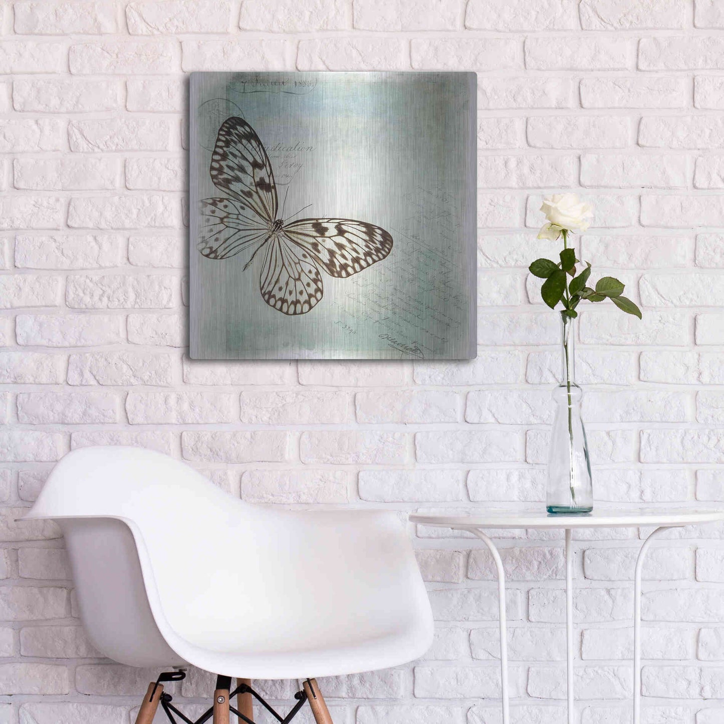 Luxe Metal Art 'Floating Butterfly IV' by Debra Van Swearingen, Metal Wall Art,24x24