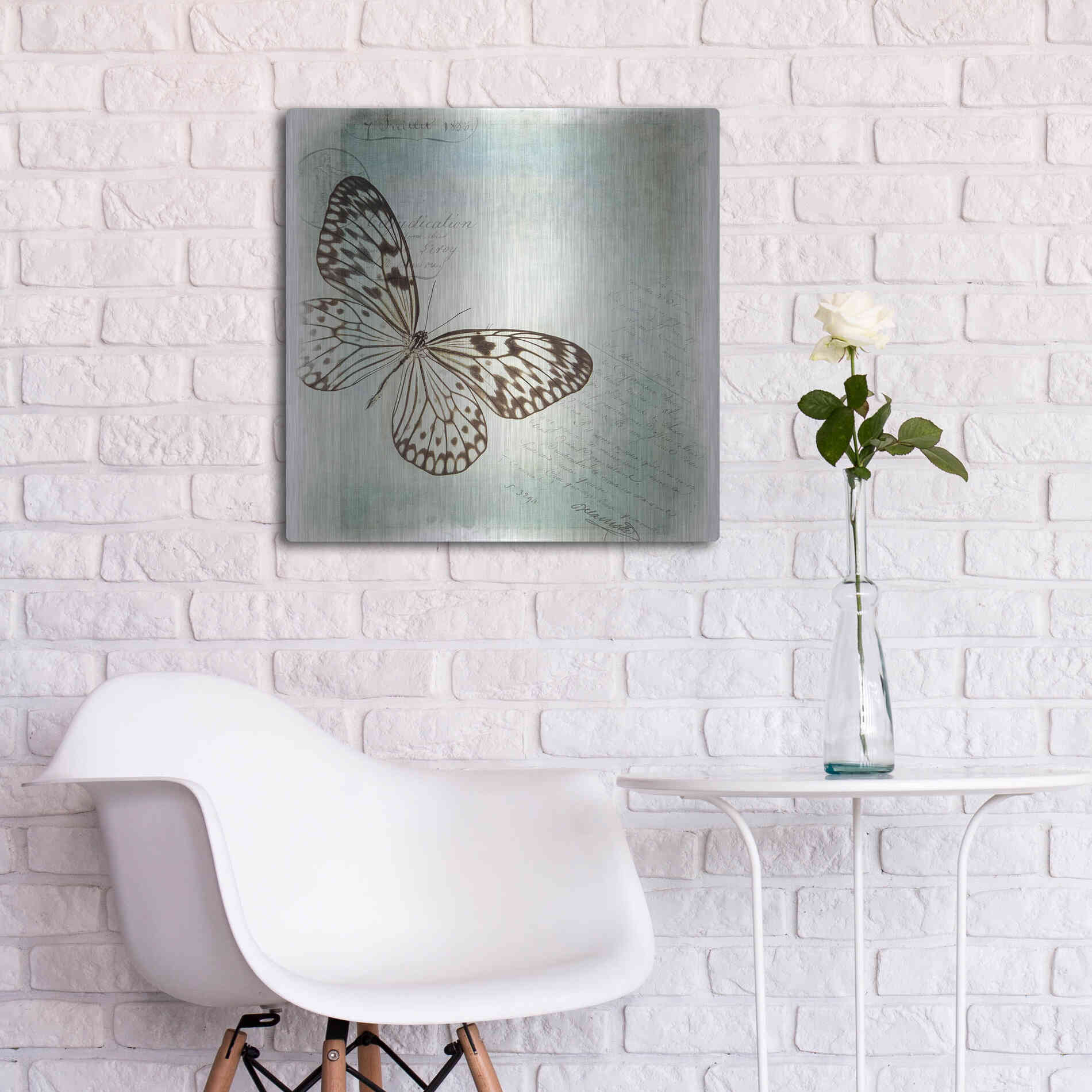 Luxe Metal Art 'Floating Butterfly IV' by Debra Van Swearingen, Metal Wall Art,24x24