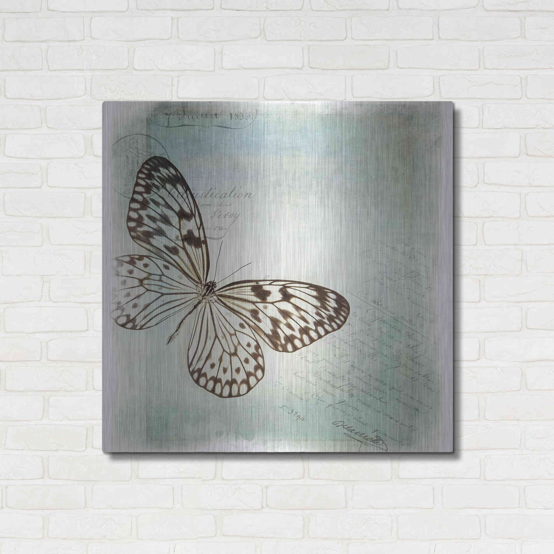 Luxe Metal Art 'Floating Butterfly IV' by Debra Van Swearingen, Metal Wall Art,36x36