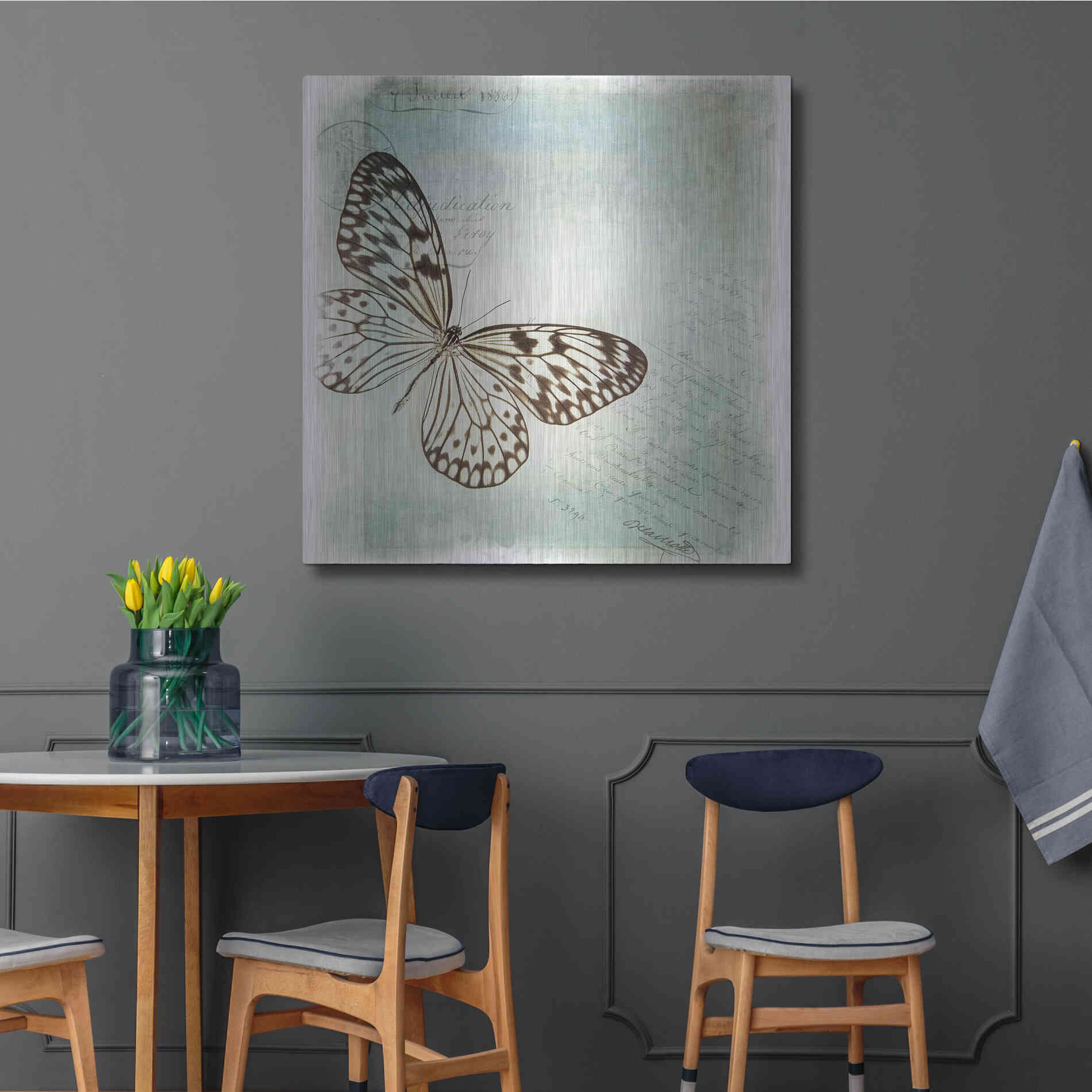 Luxe Metal Art 'Floating Butterfly IV' by Debra Van Swearingen, Metal Wall Art,36x36