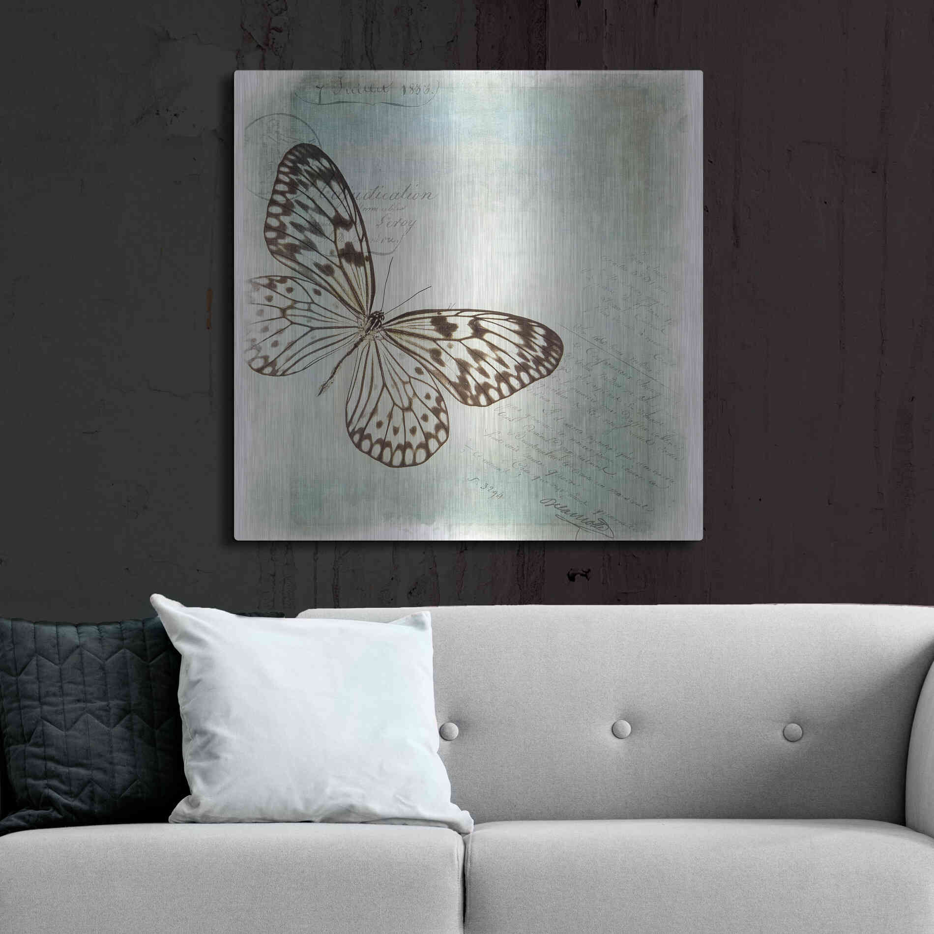 Luxe Metal Art 'Floating Butterfly IV' by Debra Van Swearingen, Metal Wall Art,36x36