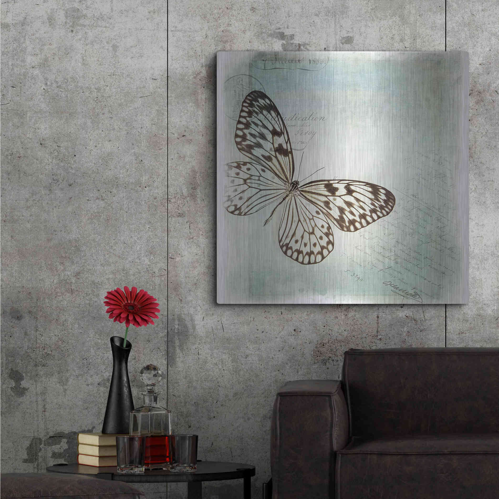 Luxe Metal Art 'Floating Butterfly IV' by Debra Van Swearingen, Metal Wall Art,36x36