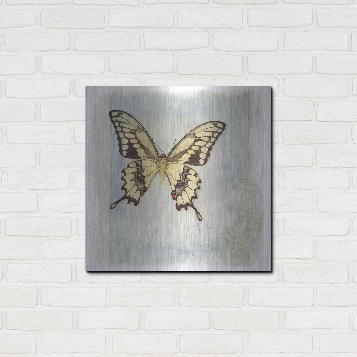 Luxe Metal Art 'Floating Butterfly V' by Debra Van Swearingen, Metal Wall Art,24x24