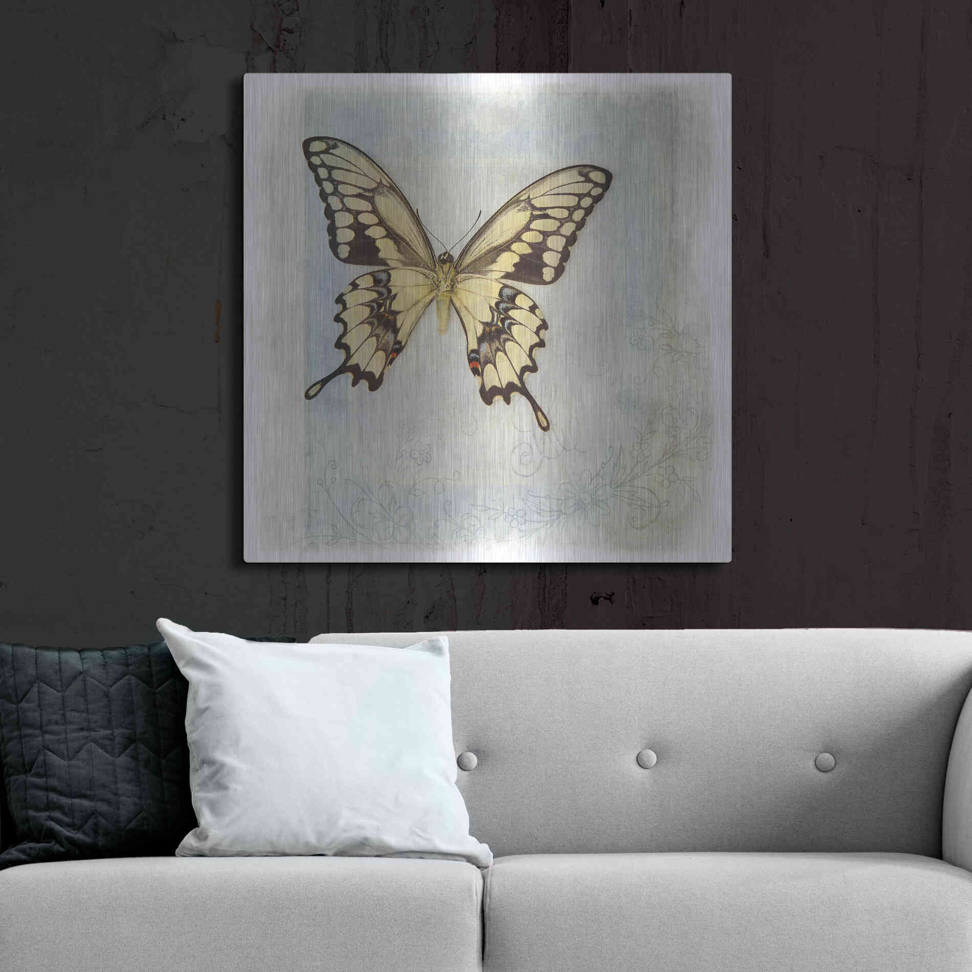 Luxe Metal Art 'Floating Butterfly V' by Debra Van Swearingen, Metal Wall Art,36x36