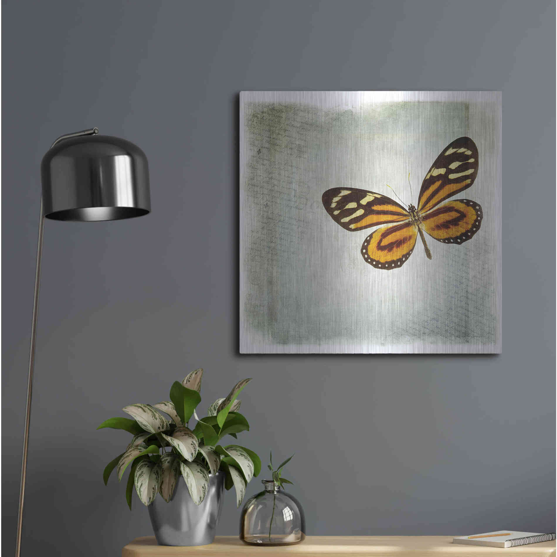 Luxe Metal Art 'Floating Butterfly VI' by Debra Van Swearingen, Metal Wall Art,24x24