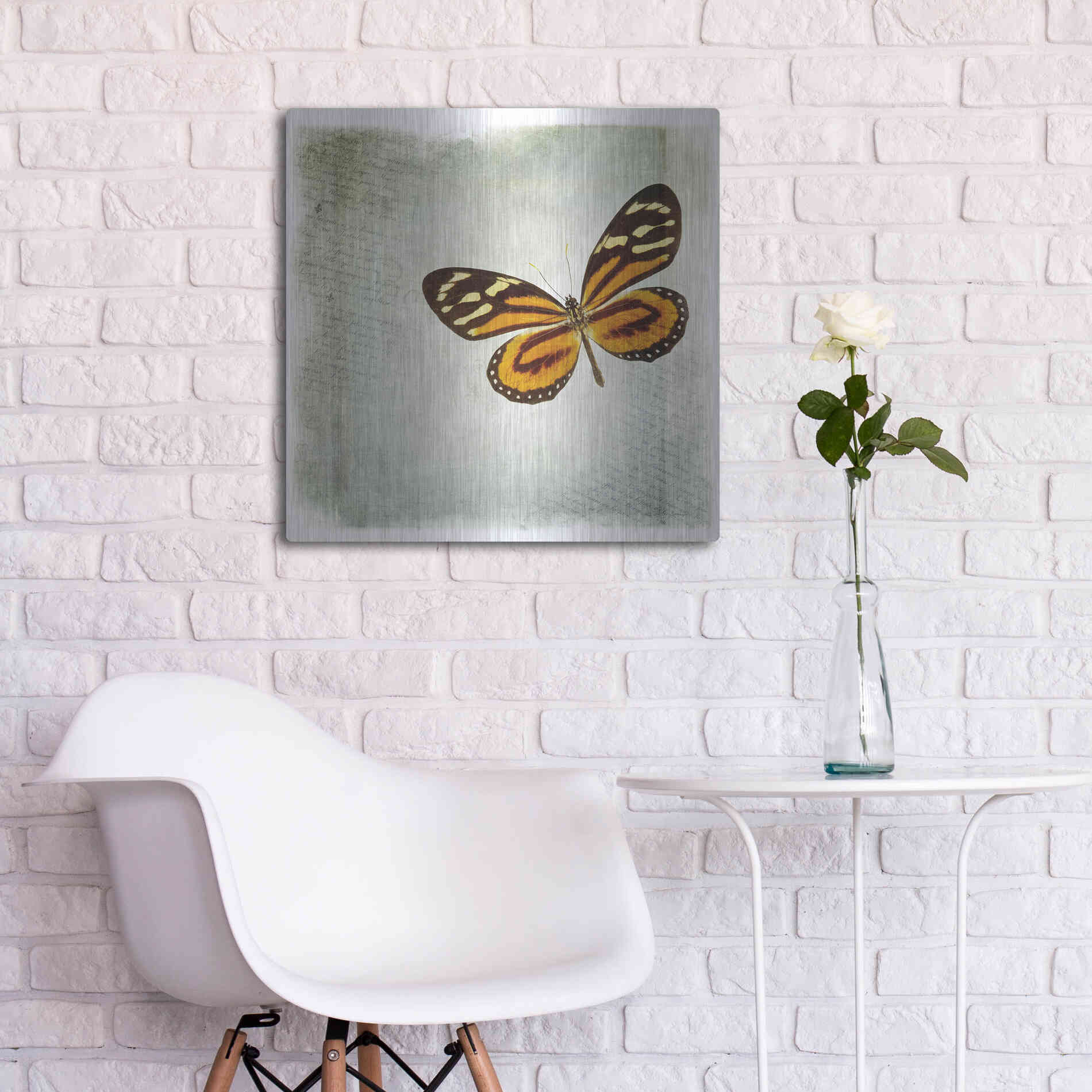 Luxe Metal Art 'Floating Butterfly VI' by Debra Van Swearingen, Metal Wall Art,24x24