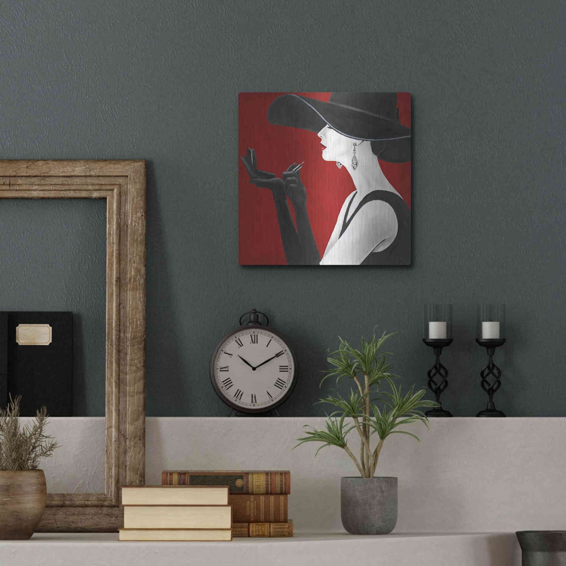 Luxe Metal Art 'Haute Chapeau Rouge II' by Marco Fabiano, Metal Wall Art,12x12