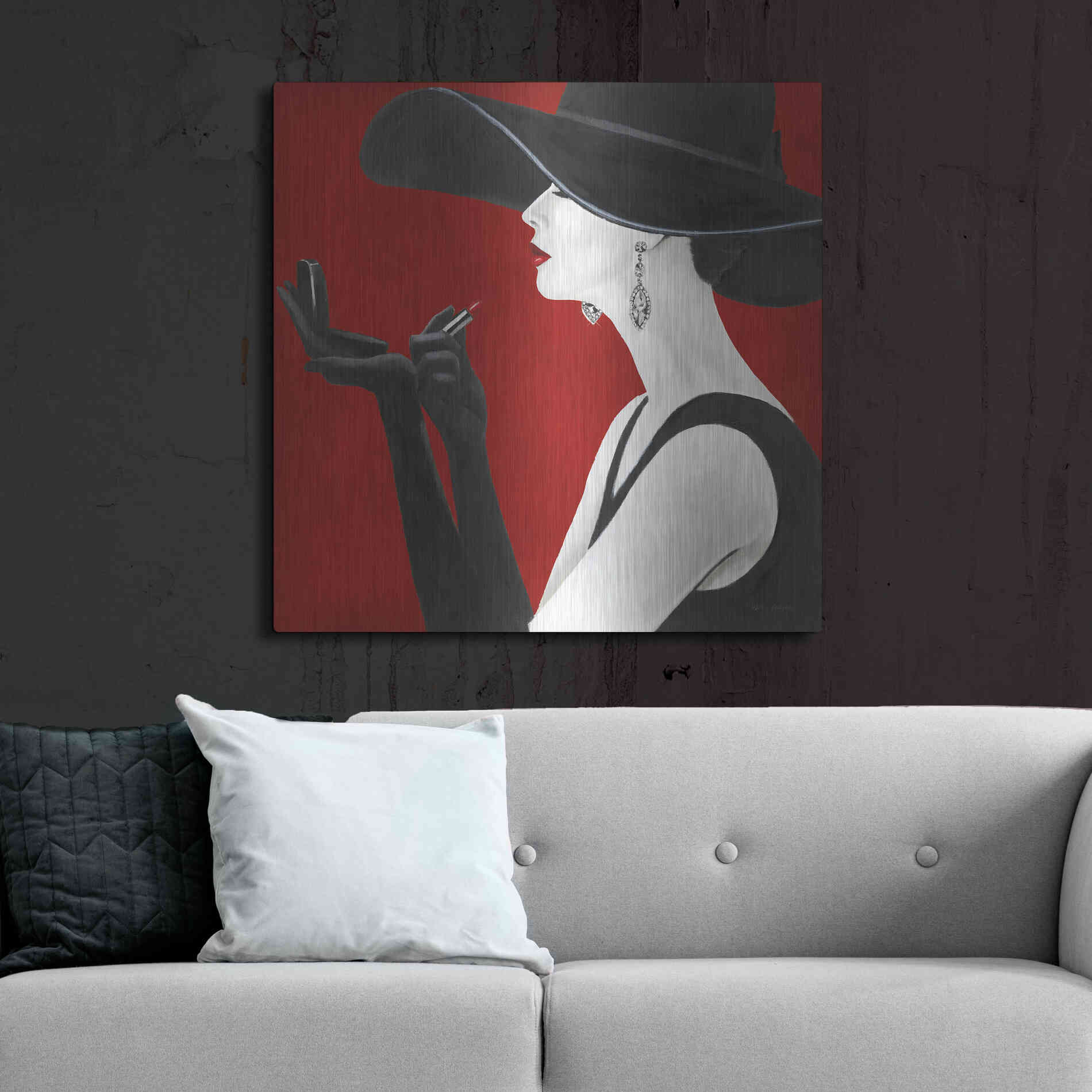 Luxe Metal Art 'Haute Chapeau Rouge II' by Marco Fabiano, Metal Wall Art,36x36