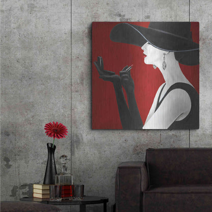 Luxe Metal Art 'Haute Chapeau Rouge II' by Marco Fabiano, Metal Wall Art,36x36