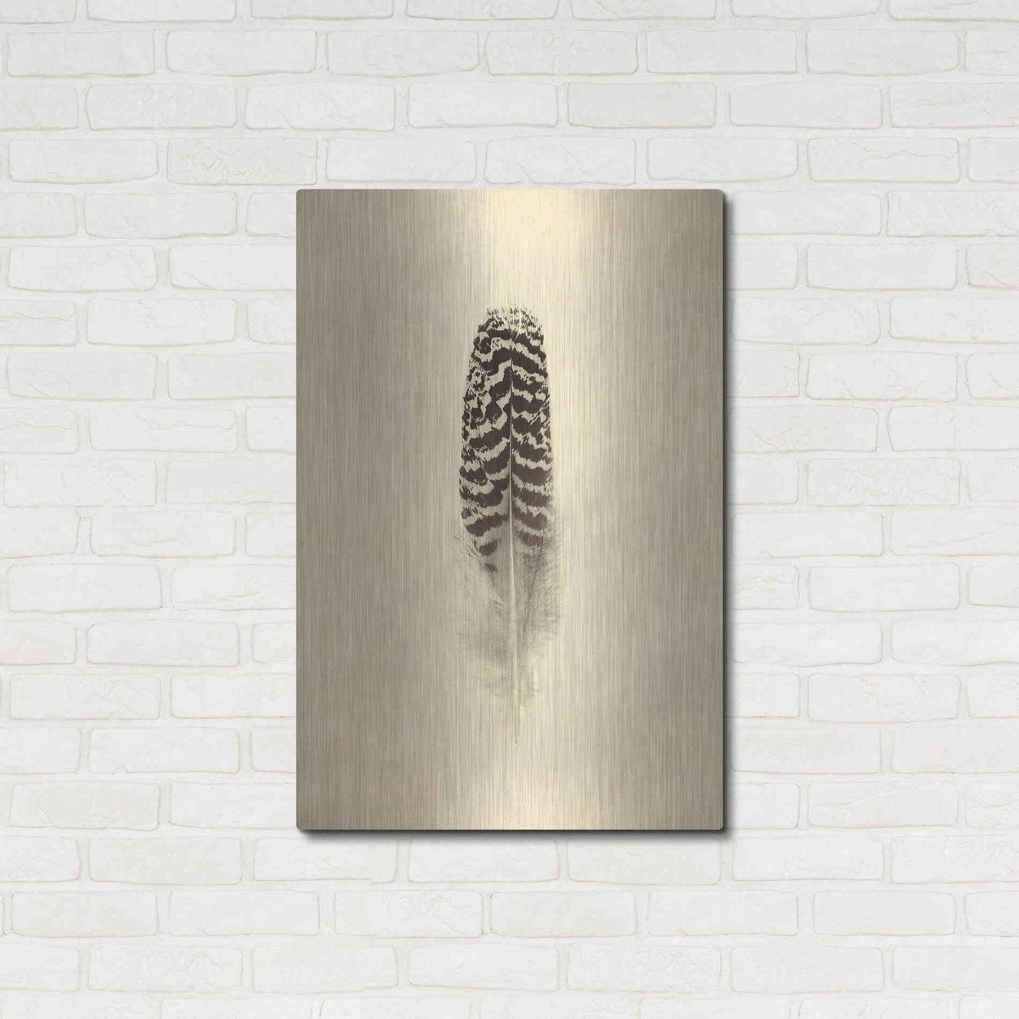 Luxe Metal Art 'Feather I Vintage' by Debra Van Swearingen, Metal Wall Art,24x36