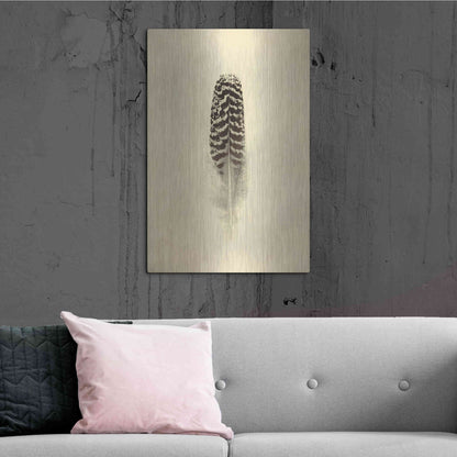 Luxe Metal Art 'Feather I Vintage' by Debra Van Swearingen, Metal Wall Art,24x36