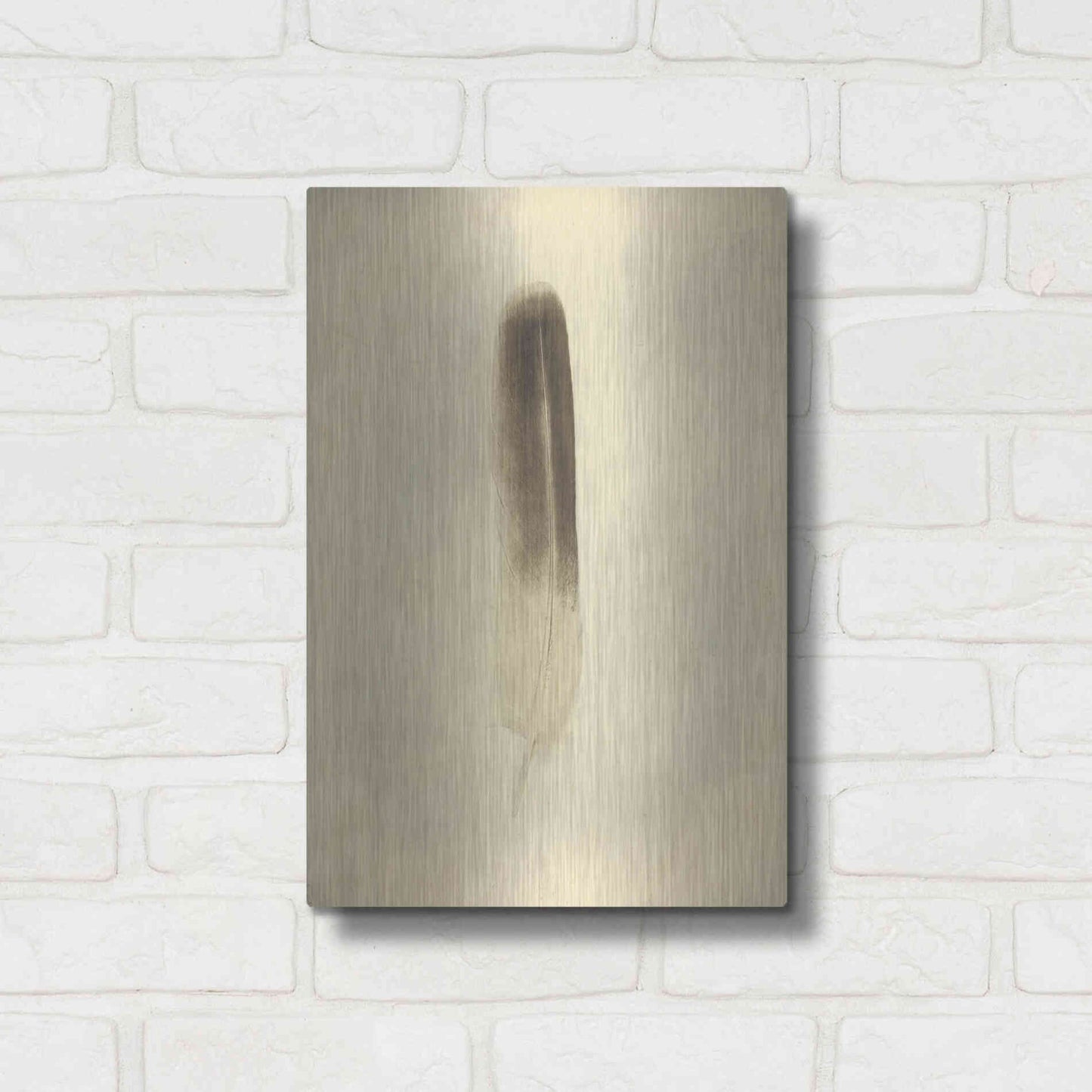 Luxe Metal Art 'Feather II Vintage' by Debra Van Swearingen, Metal Wall Art,12x16