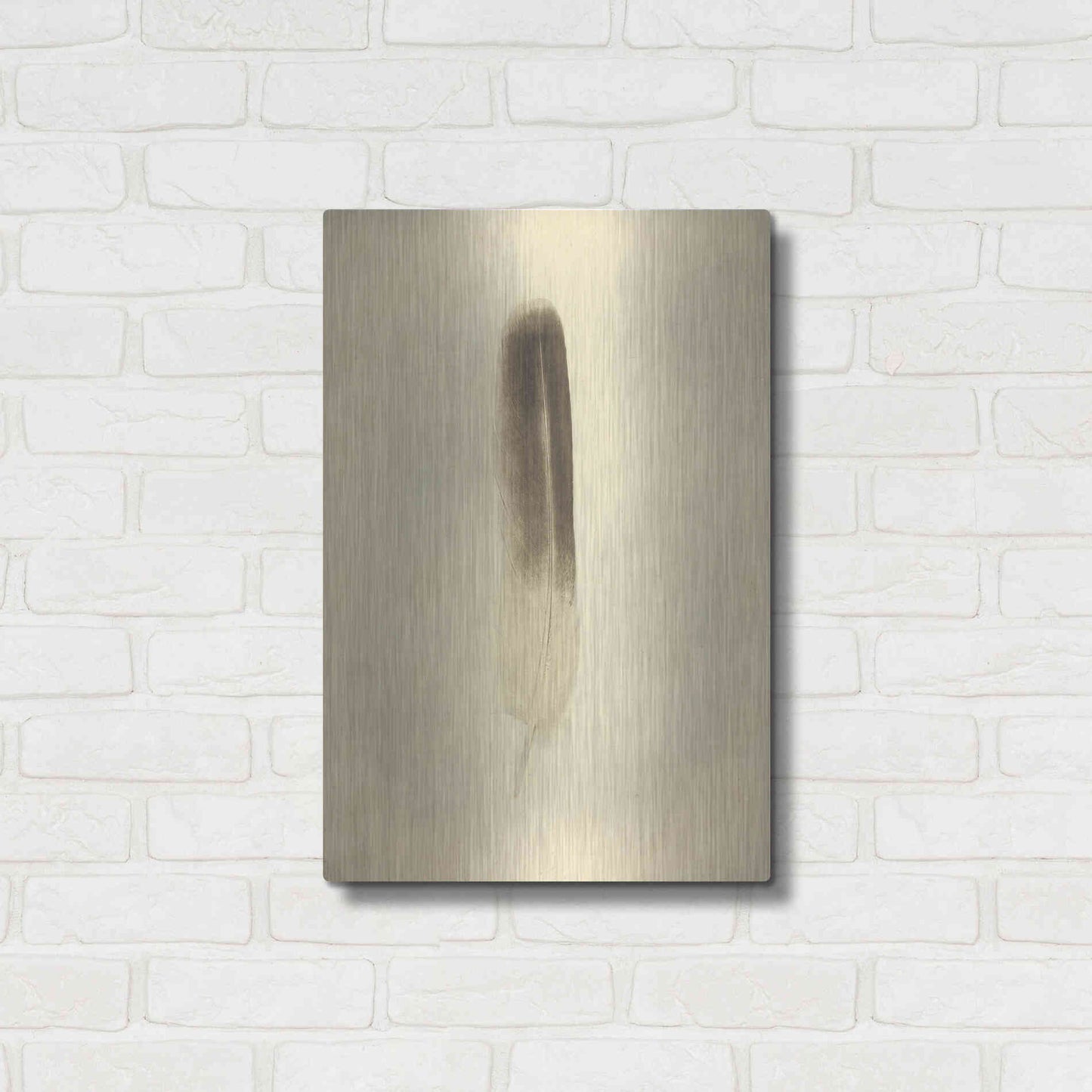 Luxe Metal Art 'Feather II Vintage' by Debra Van Swearingen, Metal Wall Art,16x24