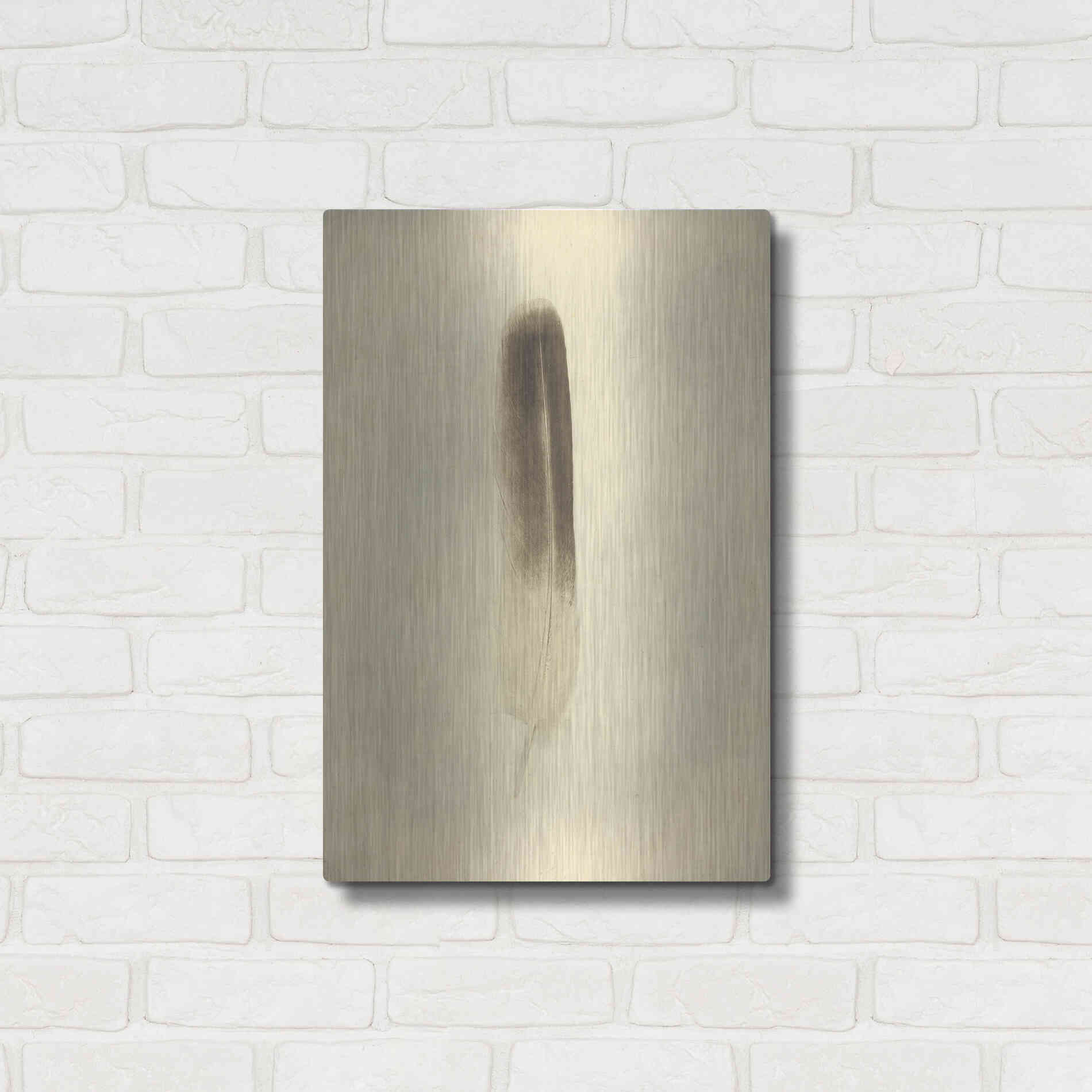 Luxe Metal Art 'Feather II Vintage' by Debra Van Swearingen, Metal Wall Art,16x24