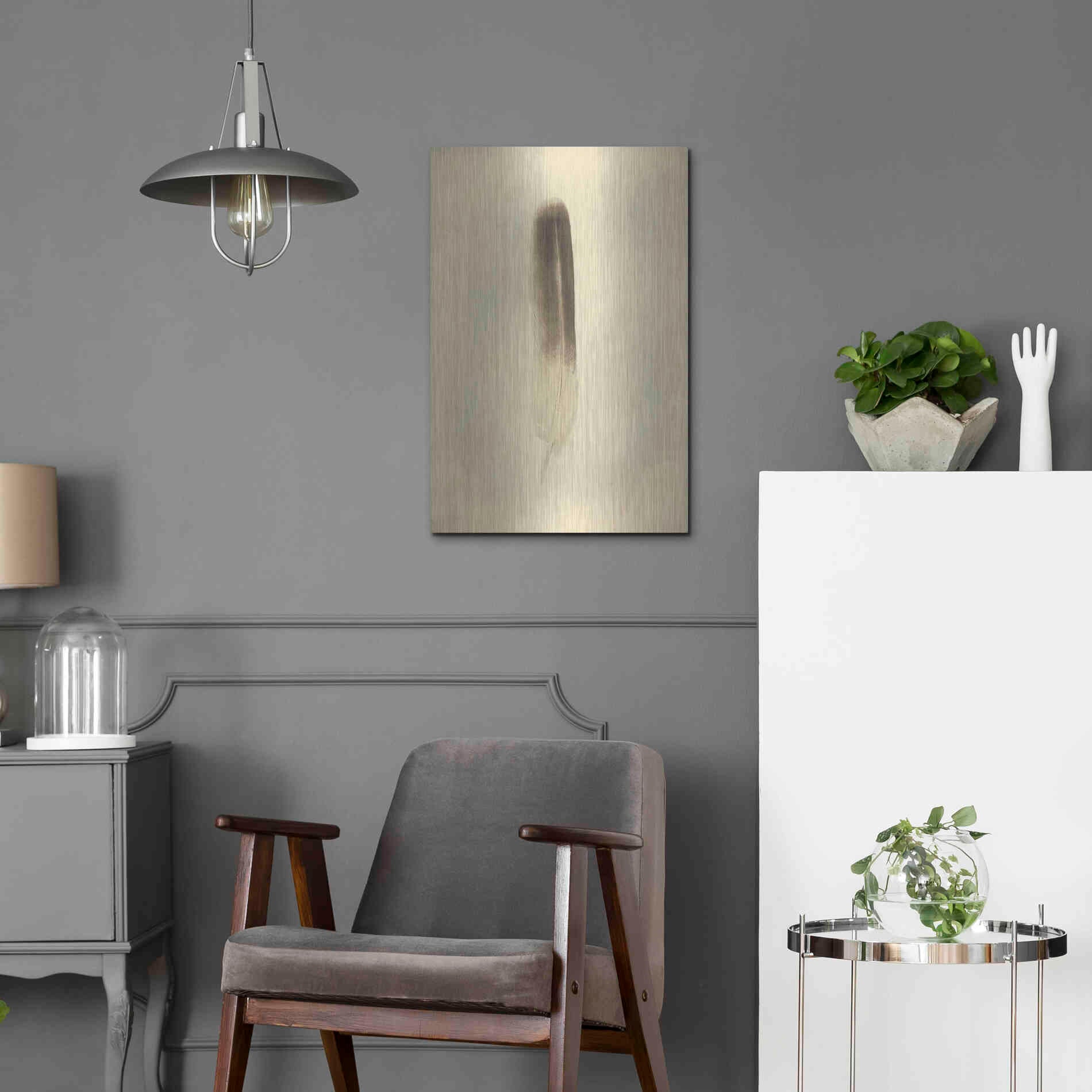 Luxe Metal Art 'Feather II Vintage' by Debra Van Swearingen, Metal Wall Art,16x24