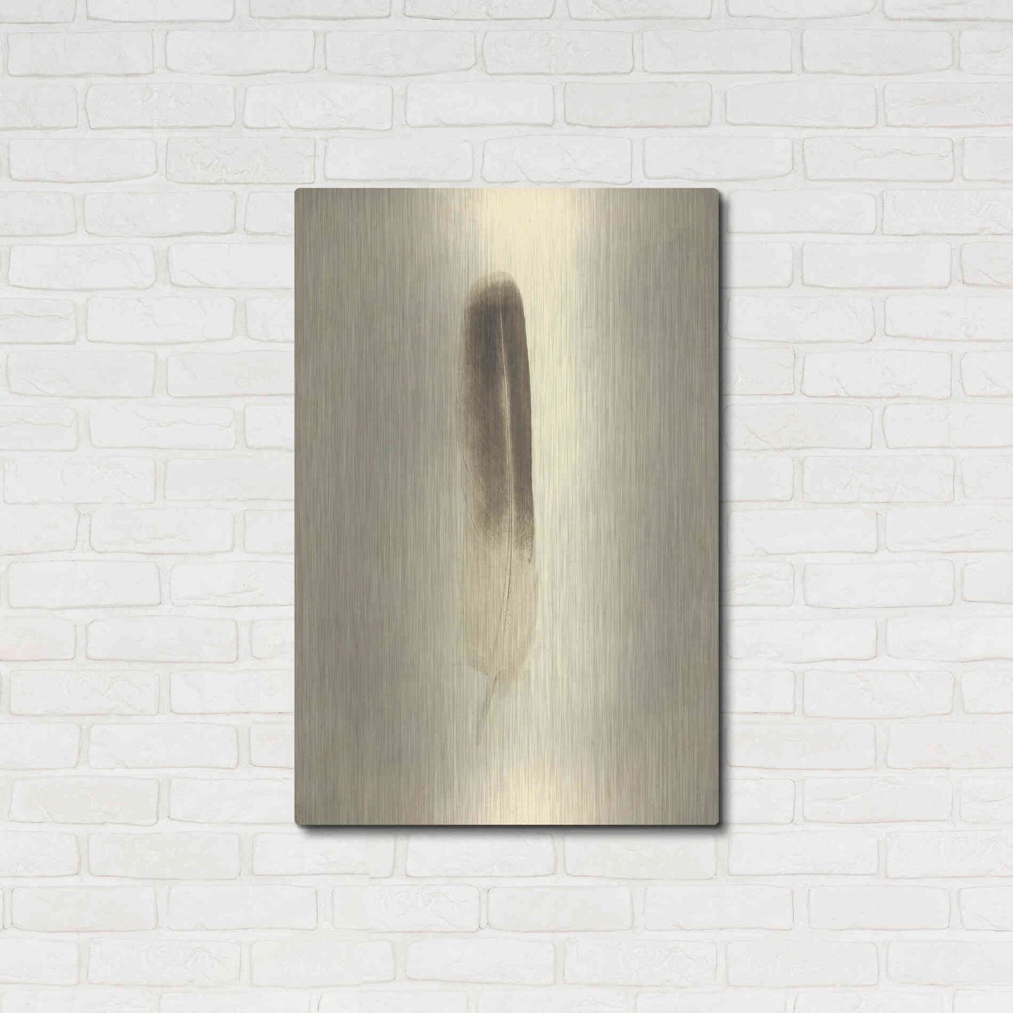 Luxe Metal Art 'Feather II Vintage' by Debra Van Swearingen, Metal Wall Art,24x36