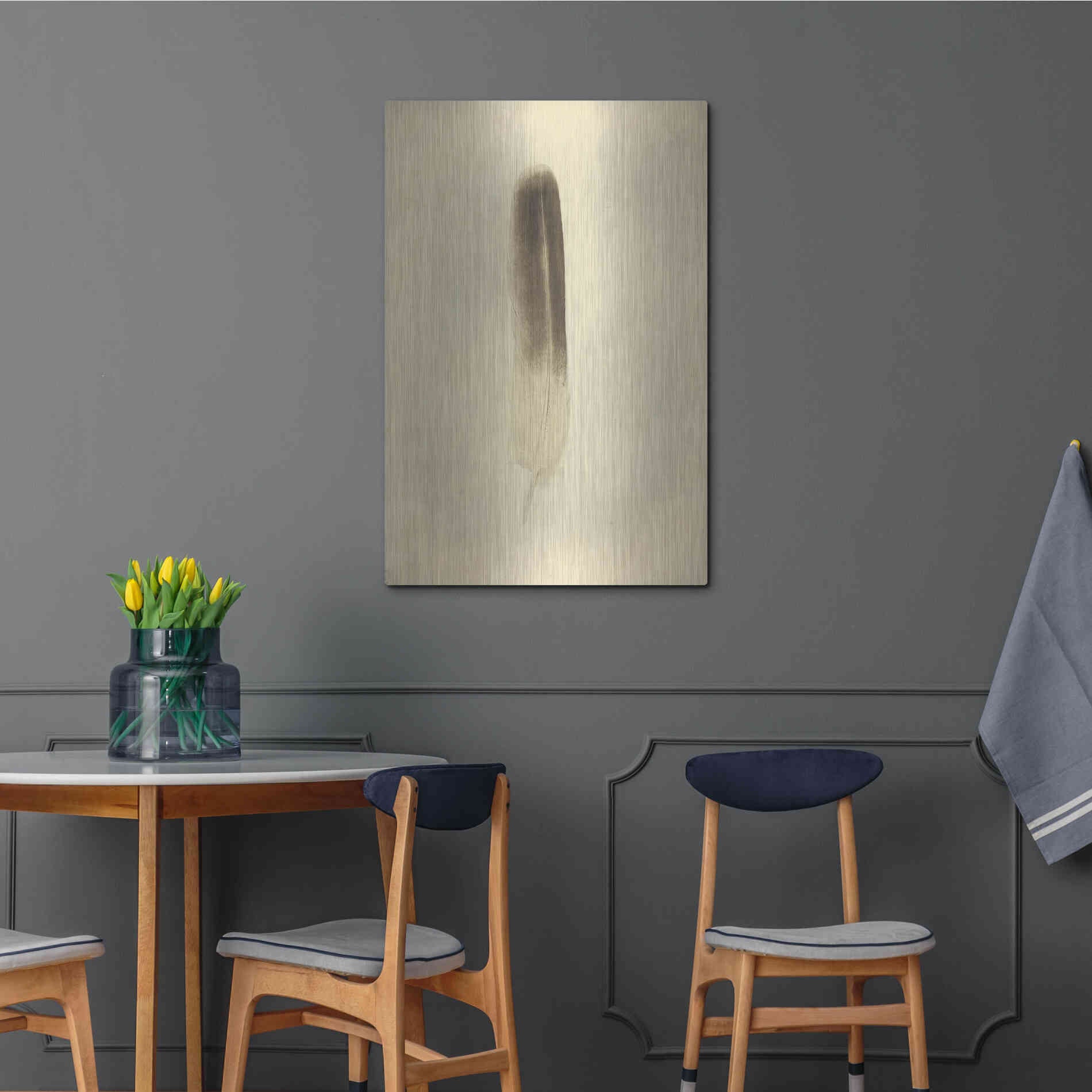 Luxe Metal Art 'Feather II Vintage' by Debra Van Swearingen, Metal Wall Art,24x36