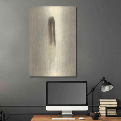 Luxe Metal Art 'Feather II Vintage' by Debra Van Swearingen, Metal Wall Art,24x36