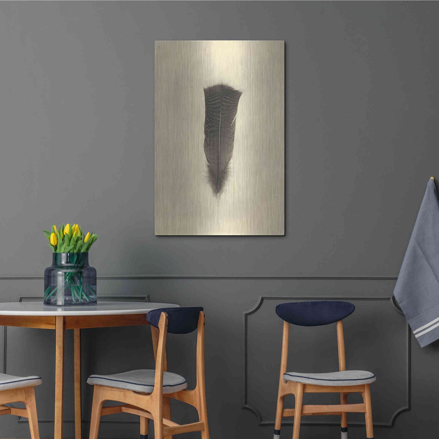 Luxe Metal Art 'Feather III Vintage' by Debra Van Swearingen, Metal Wall Art,24x36