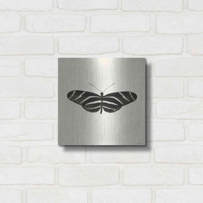 Luxe Metal Art 'Butterfly IX B&W' by Debra Van Swearingen, Metal Wall Art,12x12