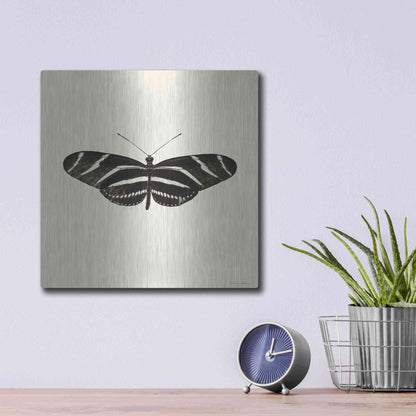 Luxe Metal Art 'Butterfly IX B&W' by Debra Van Swearingen, Metal Wall Art,12x12