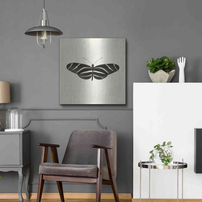 Luxe Metal Art 'Butterfly IX B&W' by Debra Van Swearingen, Metal Wall Art,24x24