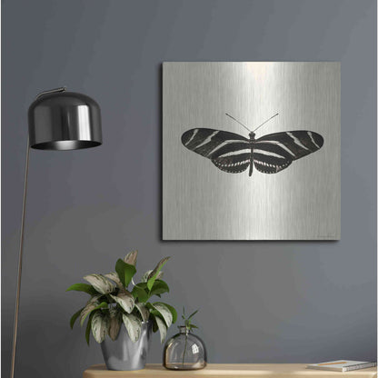 Luxe Metal Art 'Butterfly IX B&W' by Debra Van Swearingen, Metal Wall Art,24x24