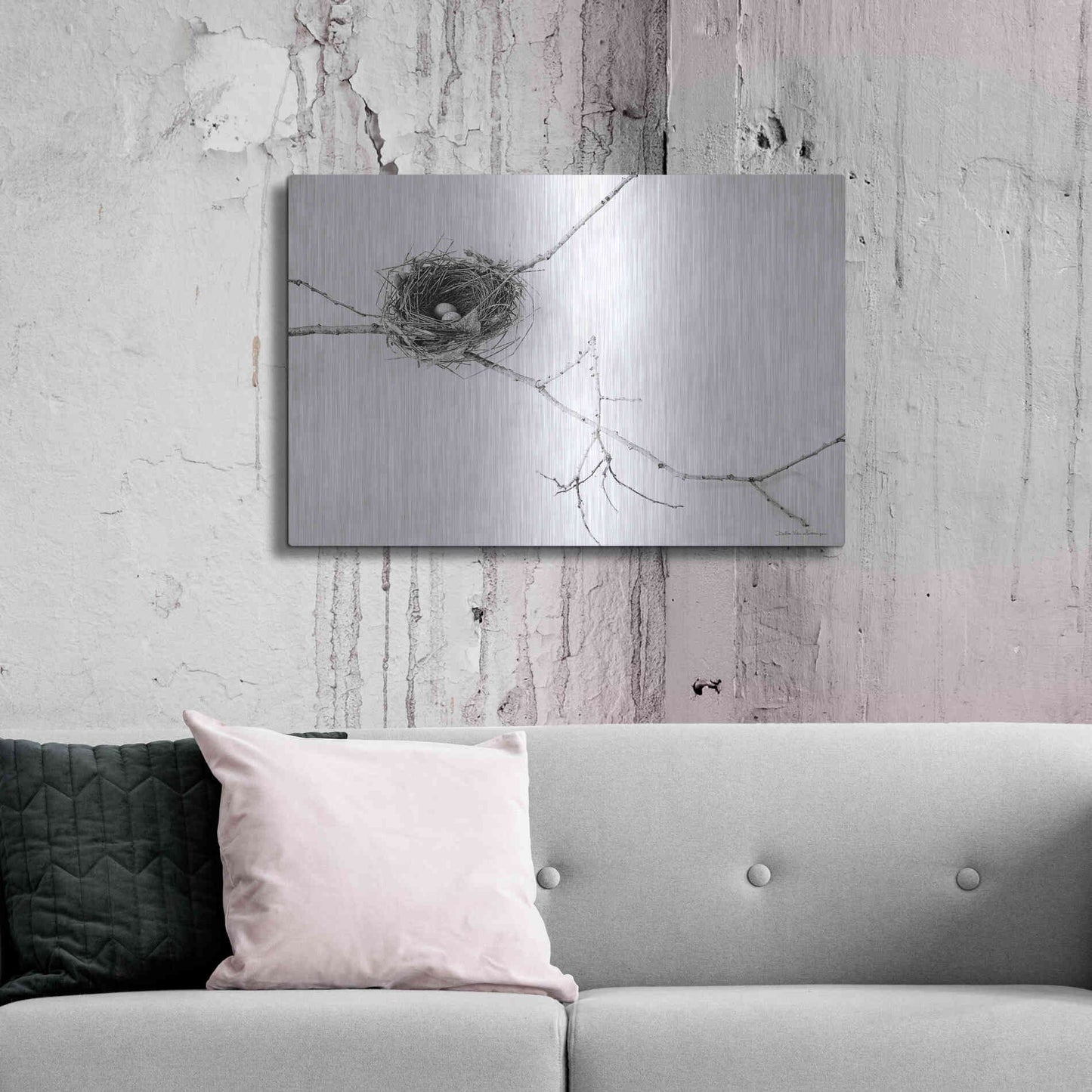 Luxe Metal Art 'Nest and Branch I' by Debra Van Swearingen, Metal Wall Art,36x24